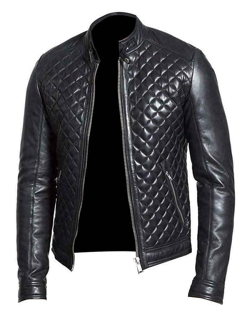 High Glamor Men's Leather Jacket Stylish Handmade Motorcycle Bomber Biker Genuine Lambskin Leather good Jacket for men Black