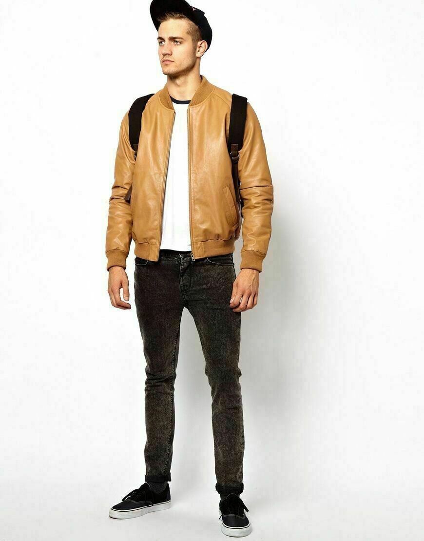 Mango tan 2025 leather jacket