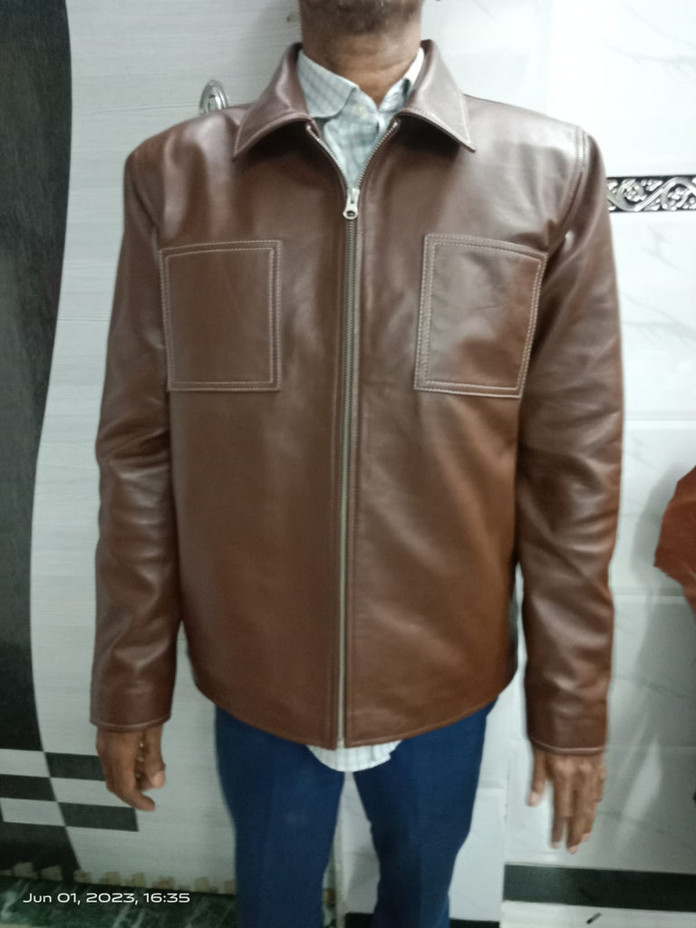 Men's Vintage Quilted Brown Biker Leather Jacket