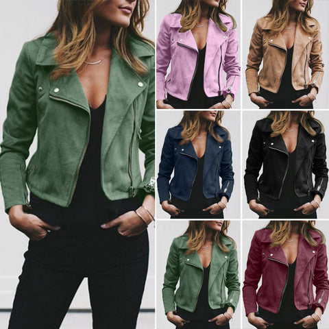 NOORA Women Ladies Leather Jacket Coats Zip Up Biker Flight Casual BS -104