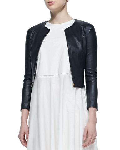 NOORA New Womens Lambskin Leather Cropped Jacket Bolero Shrug Modern Styles QD196