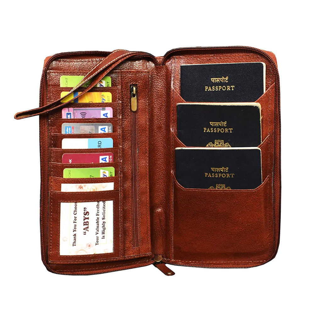 Brown Leather Travel Wallet Organizer Personalized Passport 