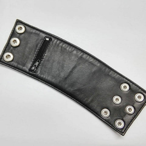 NOORA Cuff Wallet Boho Black Leather Bracelet Wrist Wallet Travel Wallet Arm Wallet Music Festival Bracelet Hidden Wearable Money Clip #BS